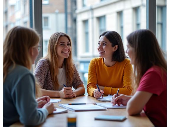 Interactive English group learning session